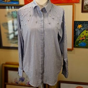 Rails Taylor Banker Stripe Pearl Embellished Shirt | Rails